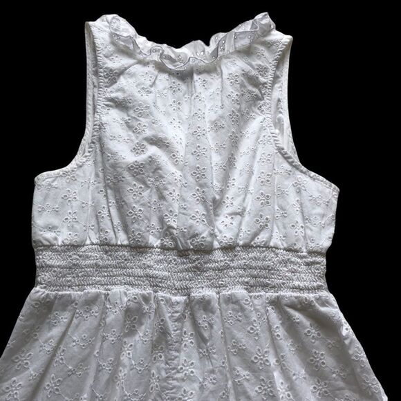 Old Navy White 100% Cotton Dress Sleeveless V neck elastic at waist Small - Picture 7 of 9